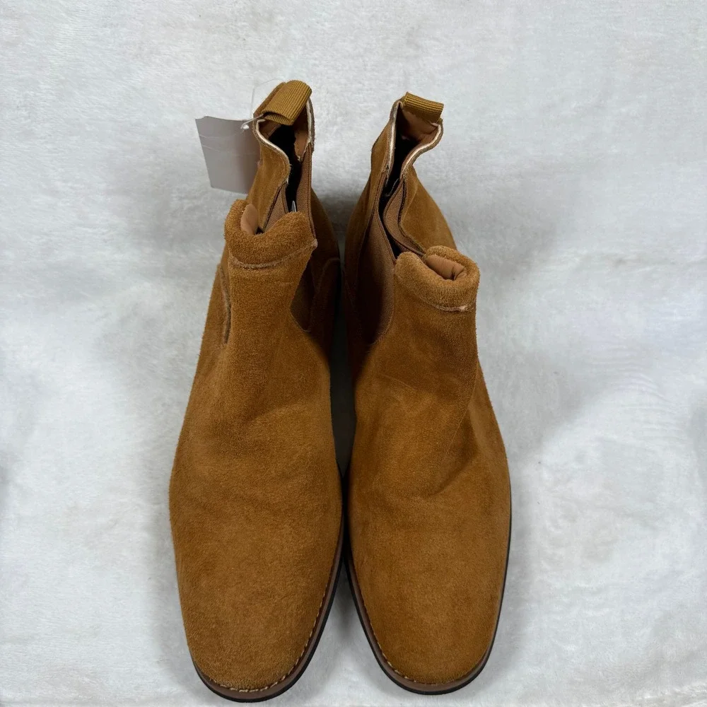 Rollda Collection Mens XZ31CP Suede Chelsea Boots Cognac Brown Size 8.5 NEW